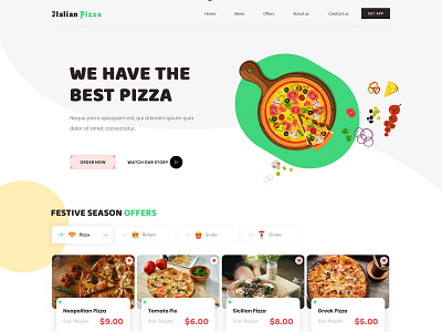 Pizza Website clean creative design food and drink illustration interface lunchbox pizza typography website