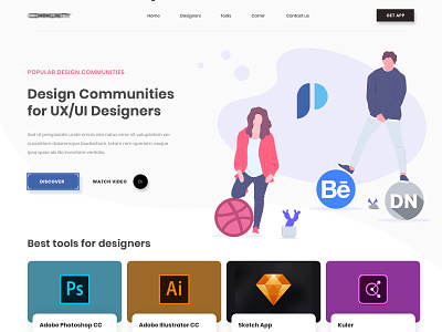 Popular Design Communities community designers discover illustration interface modern neat and clean popular simple tools uxui website