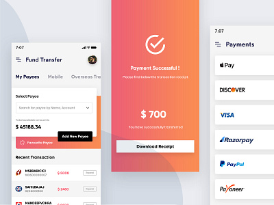 Fund Transfer app bank app clean creative design fund gradients interface modern payment transfer typography uiux