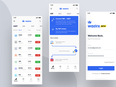 Wazirx App app branding clean concept creative design illustration interface ios mobile modern trending typography uiux