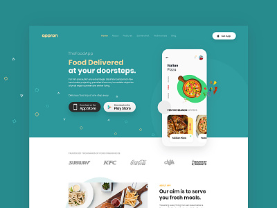 App Landing Page app landing page branding creative design food app ui green app illustration interface modern color website