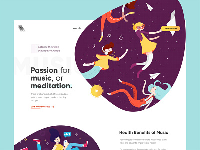 Passion For Music branding creative design gradients illustration interface minimal mobile music website print product design typography web design website