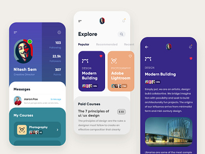 Courses App app branding clean color concept creative design flat gradients icon illustration interface logo mobile modern trending typography ui uiux ux