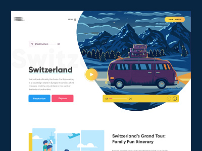 Switerland branding clean and creative creative gradients illustration interface modern texture tour website tourists typography uiux website website design