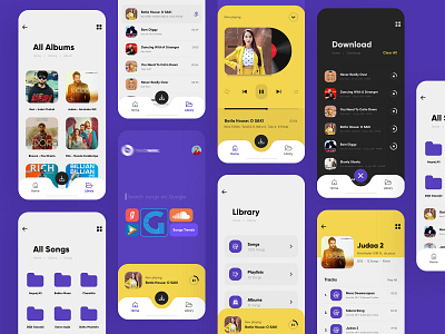 Music App (UI) application design branding clean concept creative gradients interface library mobile modern music app ui music player ui typography uiux vector