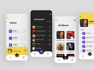 Music App (UI) app branding clean concept creative design interface ios mobile mobile app design modern music app ui trending typography uiux