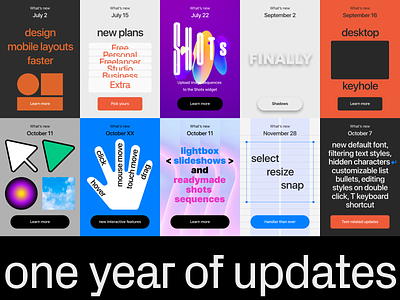 The Readymag What's New popup (2021) branding features graphic design popup product typography whats new