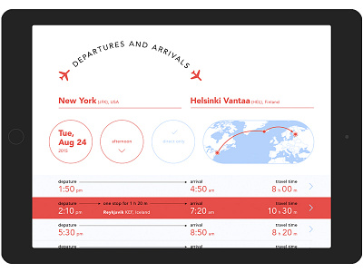 Departures and Arrivals. Web Interface calendar flights icons infographics interface logo map schedule ui