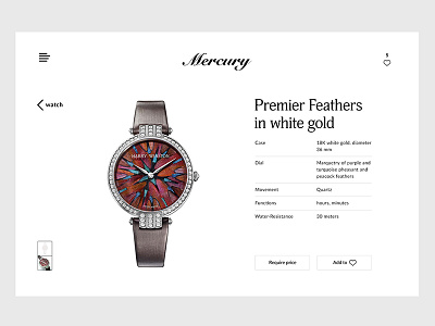 Mercury. Web / e-commerce. Product page e commerce online store ui website