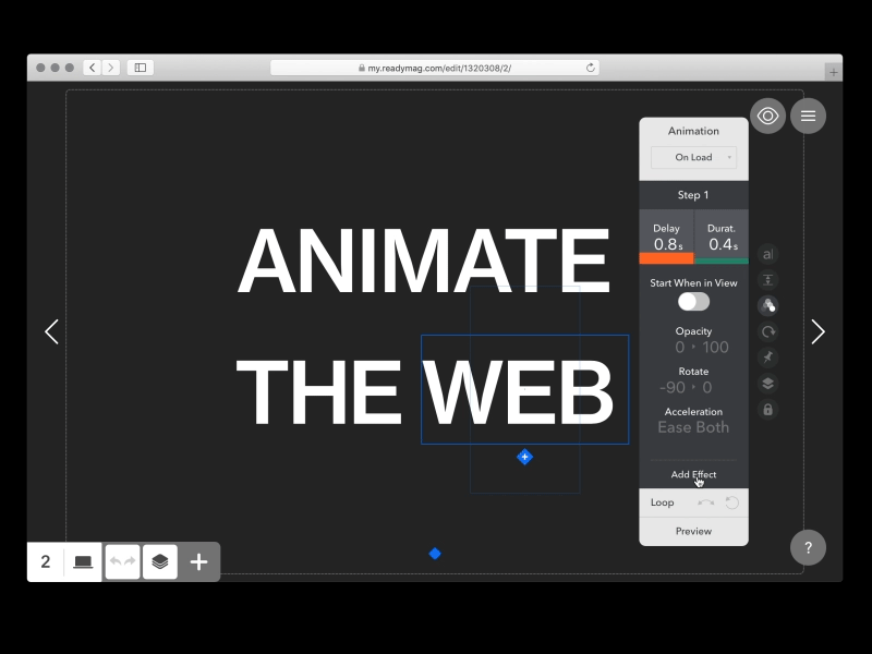 Animate the Web with R/m animation design interface readymag ui website