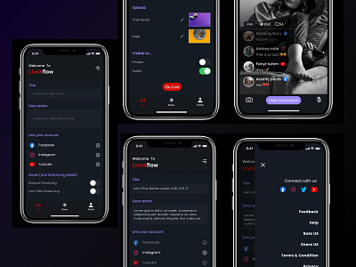 Live X Flow - Live Streaming App ( UX/UI Design ) dailyuichallenge live app live streaming livestream logo social media social media live typography ui user experience userinterface ux