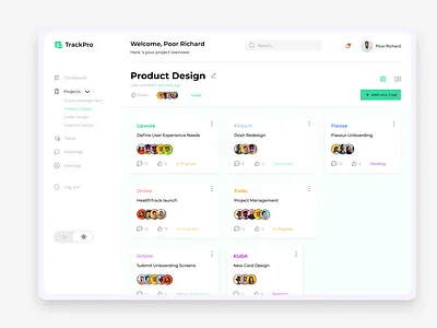 TrackPro ( project tracker webapp ) dashboard product design ui uiux ux web design webapp