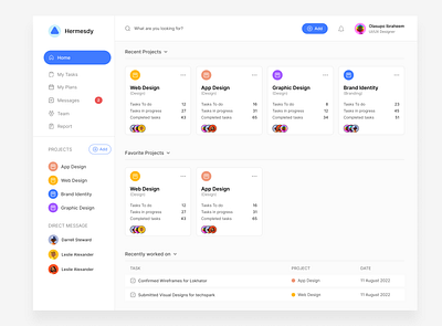 Hermesdy( a project management webapp) dashboard project management uiux ux design webapp