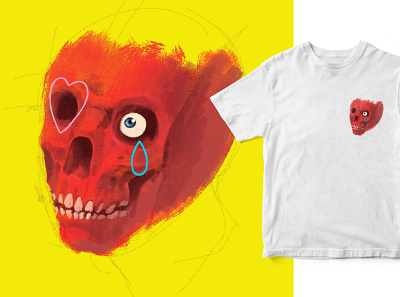Red Skull design illustration tshirt