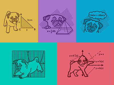 Math Pugs firstsketch illustration math pugs