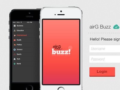 airG Buzz CMS Login airg buzz cms layout ui website