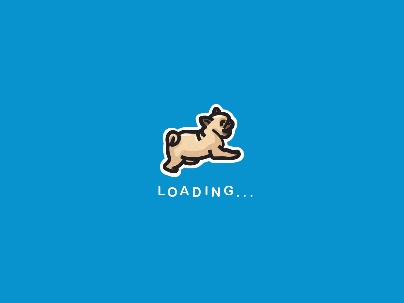 Go Little Pug, Go! illustration loading animation pug