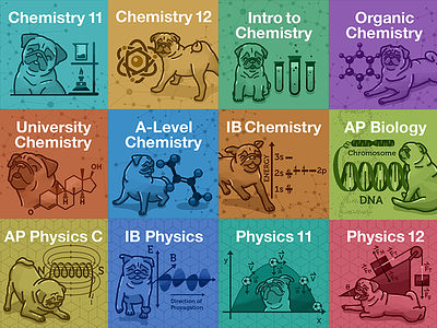 StudyPug Science Textbook Covers illustration pugs science studypug