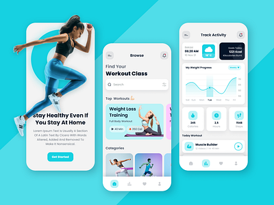 Gym Workout App Challenge apps template. gym app ui ui design