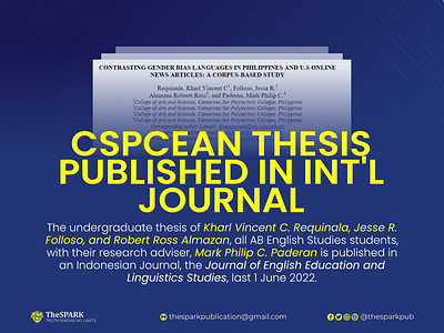 Pubmat- CSPCean Thesis Published in Int'l Journal announcement design graphic design layout layout and design