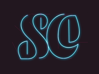 SC - neon monogram bezier branding graphic design illustration letter lettering logo monogram neon sign typography vector wip
