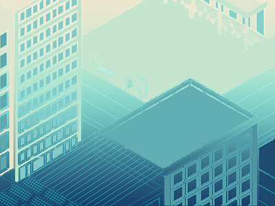 'Volumizing' through color architecture building city gradient isometric sketch turquoise urban wip