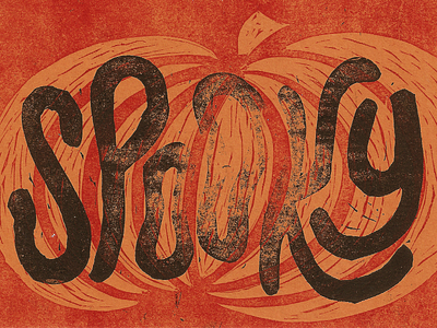 Spooky card greetingcard halloween lettering lino lino print linocut post card print pumpkin texture typography