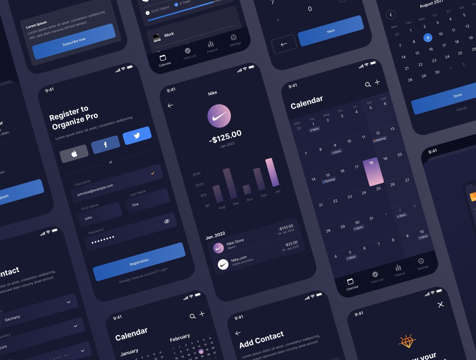 Organize Pro – Finance, Calendar and ToDo App by HYPEKIT on Dribbble