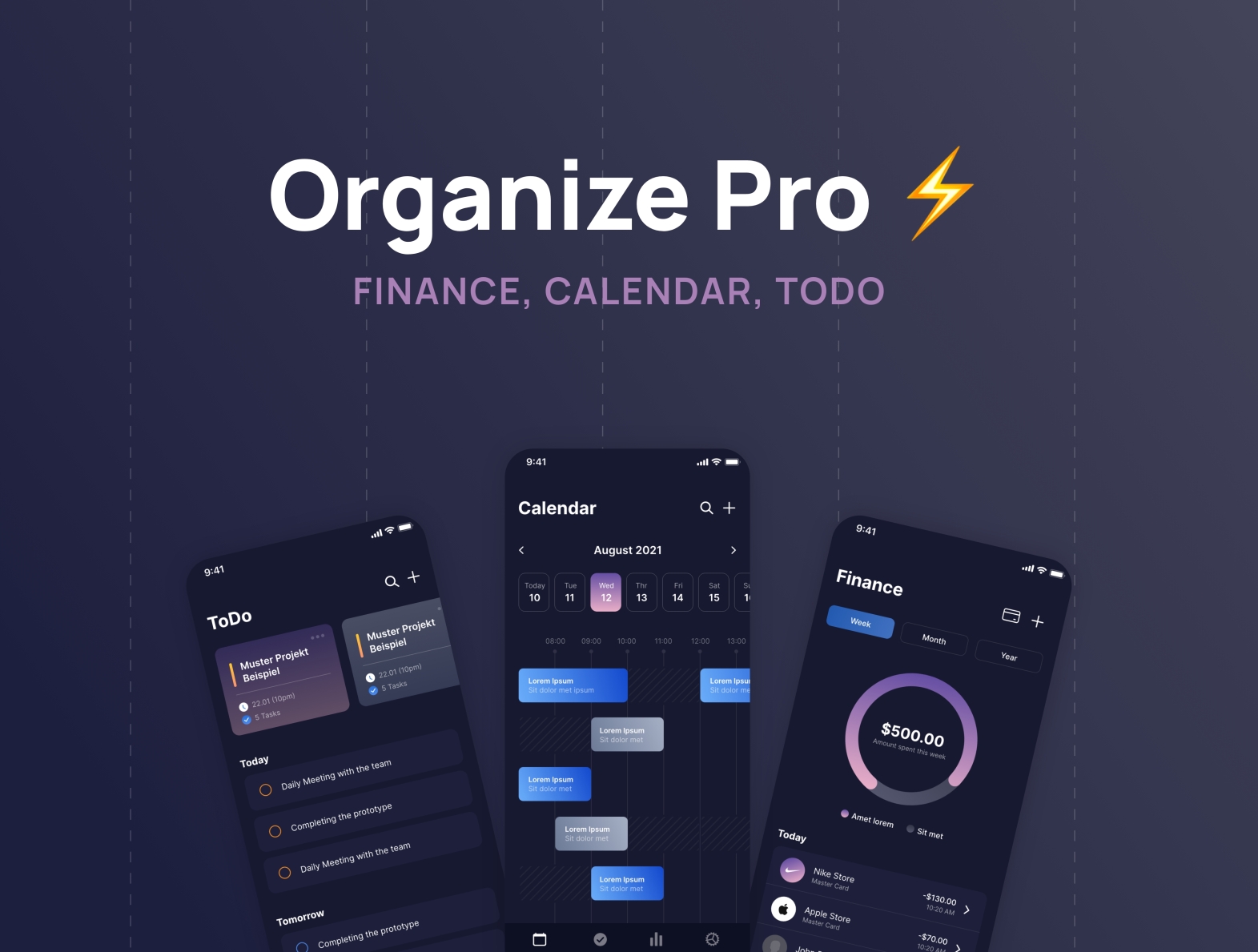 Organize Pro Finance Calendar and ToDo App by HYPEKIT on Dribbble
