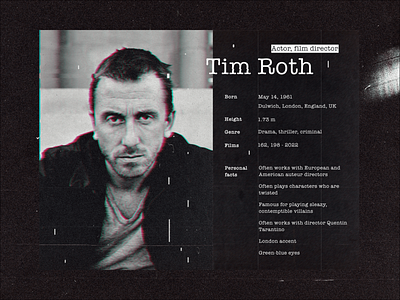 Etude. actor black and white celluloid movie photoshop profile tim roth ui