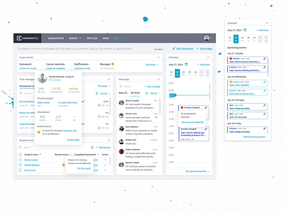 Mentor Dashboard account analytics calendar chat dashboard design high load highload interface mentor notification panels schedule table tabs tasks teacher ui ux web widgets