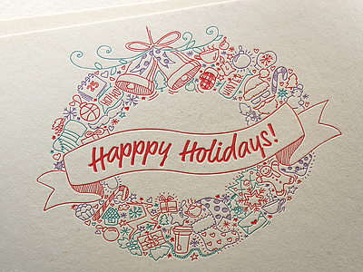 Happpy Holidays! card cardboard greeting card happy holidays illustration letterpress