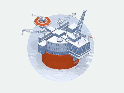 Goliat FPSO - Illustration for Arktisk Vedlikehold website 3d branding clean gas illustration low poly modern nordic oil platform