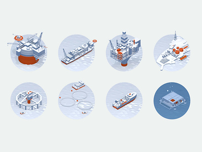 Illustrations for Arktisk Vedlikehold website 3d aquaculture clean fish farming fishery gas illustration low poly modern offshore oil platform