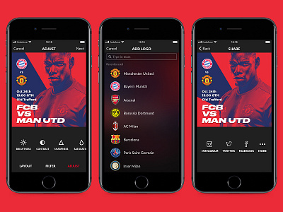 Gameday App Screens - Sports cards for players and fans