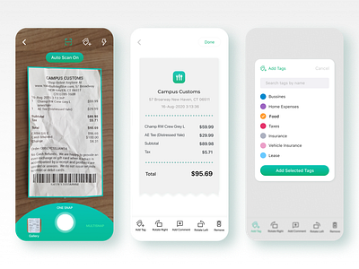 Taxplain App - Receipt Scanning with tagging app appdesign bill camera gradient invoice mobile app photo productdesign receipt scanning snap snapping tagging tags taxes taxplain ui ux