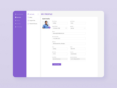 Edit Profile design edit menu my profile navigation profile purple sidebar menu ui user info user picture ux