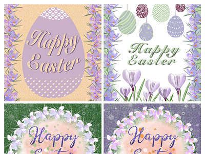 Happy Easter Cards series greeting card greeting cards greetingcard illustration design postcard postcard design postcard project procreate art
