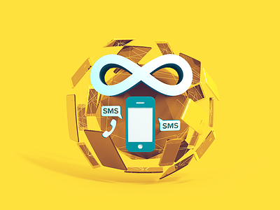 Infinity in low poly world 3d adfingers illustration infinity low poly mobile telco yellow