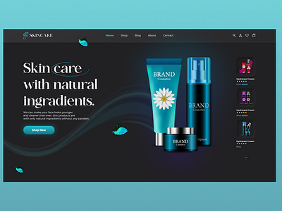 Skin Care Beauty Hero Header Design Neumorphism/Glassmorphism