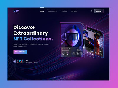 NFT Hero Header Section / UI Figma Design banner fiverr gig freelance design hero header landing page nft nftdesign ui ui design ui web design web design