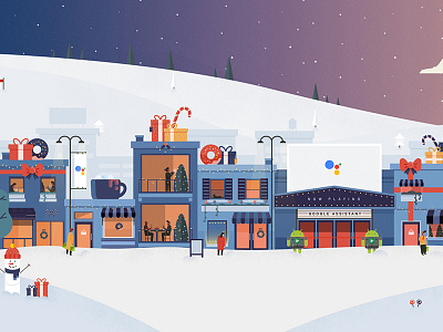 Android Holiday 2017 android city google holiday illustration village