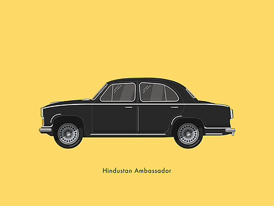 Hindustan Ambassador auto automobile car chennai color famous flat illustration india retro sailesh stroke
