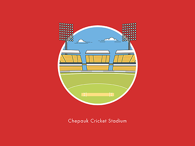 Chepauk Cricket Stadium chennai color cricket csk flat illustration india ipl sailesh sports stadium stroke