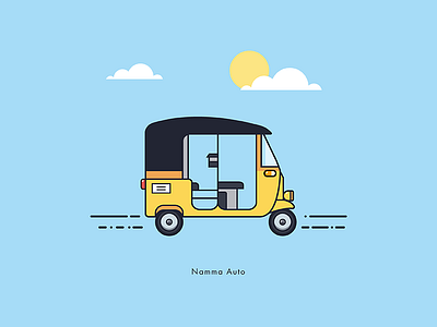 Namma Auto auto chennai famous flat illustration india minimal sailesh stroke travel vehicle