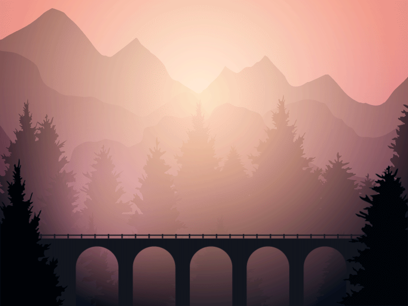 Train Journey animation chennai gif gradient illustration mountain nature ride sky sunset train travel