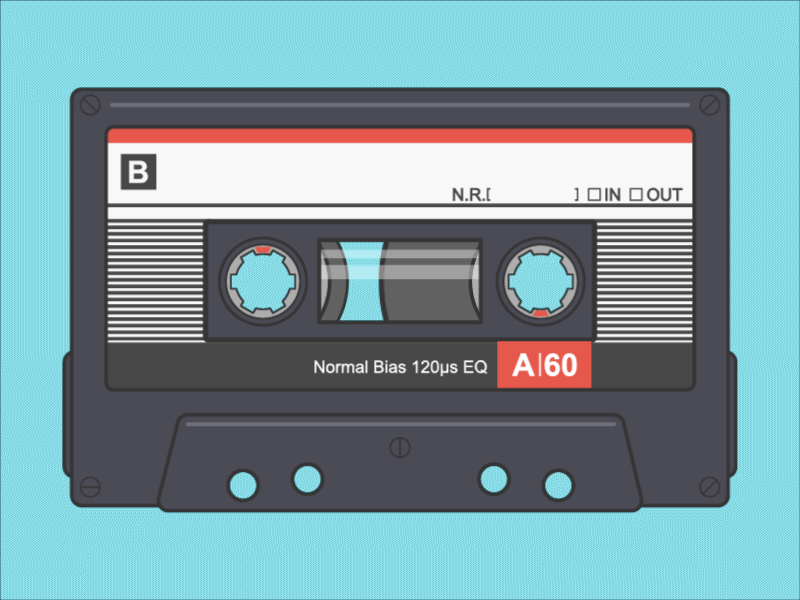 Retro Cassette Tape - Animated animation audio cassette gif illustration mix music play retro tape vector vintage