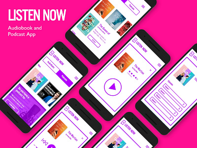 Listen Now Audio App app audio app audio player audiobook audiobooks branding design logo mobile ui web