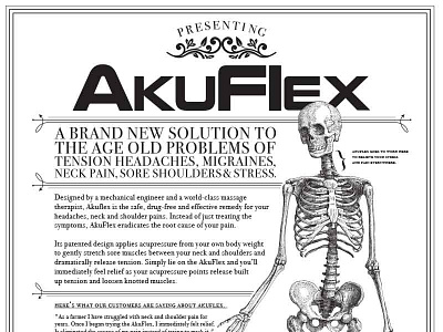 AkuFlex advertising design neck pain shoulder skeleton type