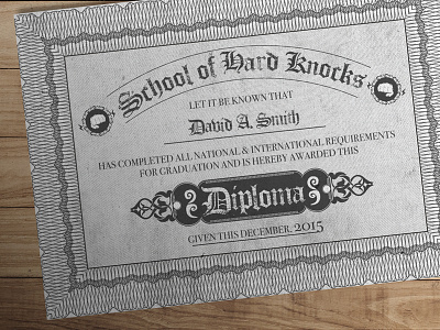 Hard Knocks advertising design diploma education print school type